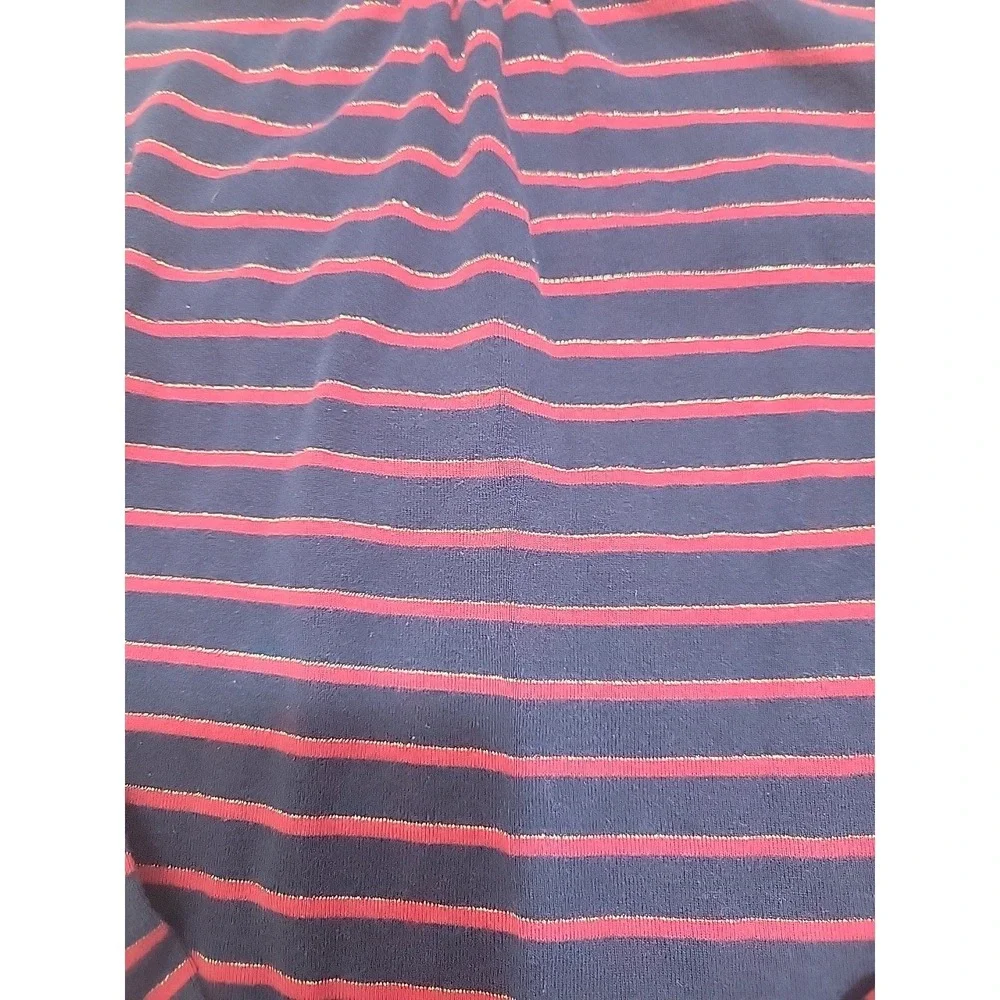 OshKosh Bgosh Girls Navy Red Striped Metallic Sparkle Turtleneck Top Size 7